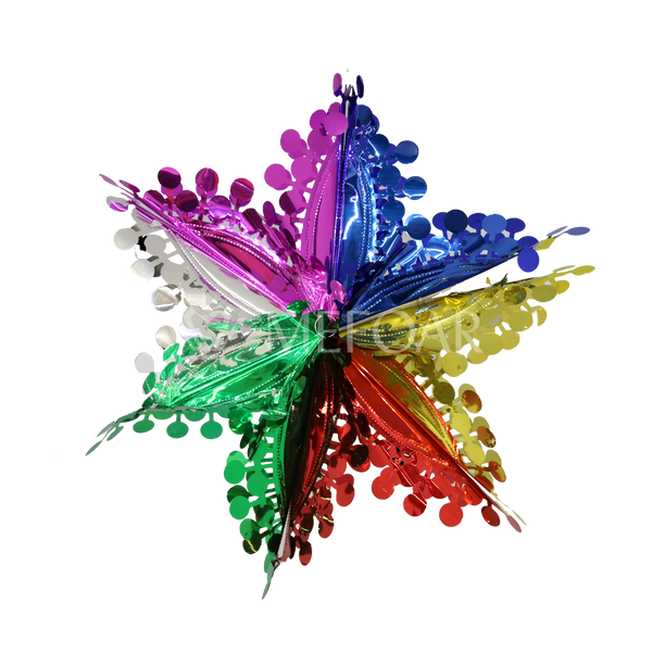 Noy Sukkah, Hanging Foil Star With Ball Finishing 6 Section - Sukkah Decorations