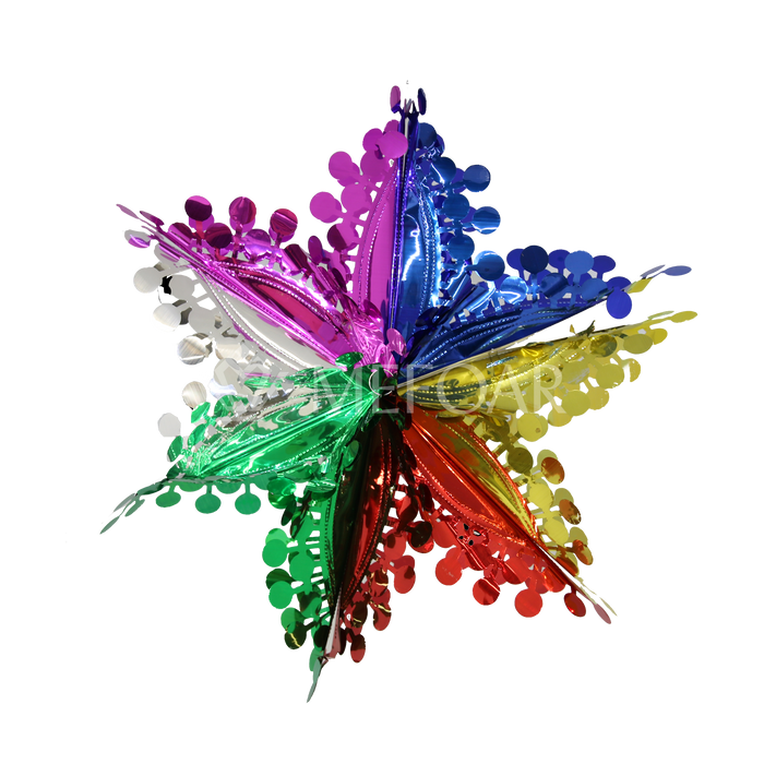 Noy Sukkah,  Hanging Foil Star With Ball Finishing 6 Section - Sukkah Decorations