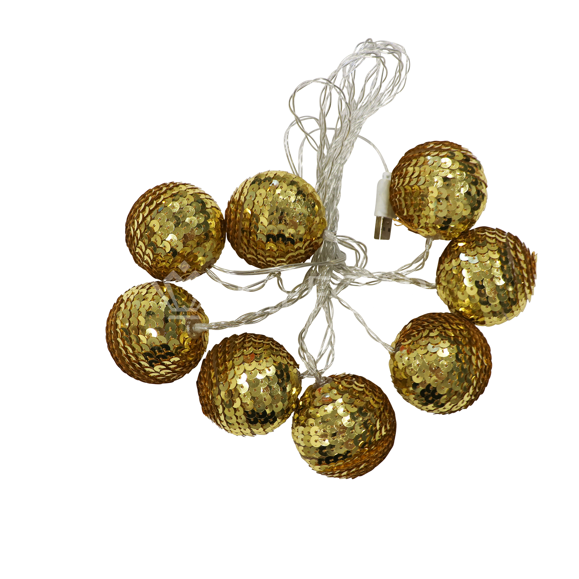 Noy Sukkah, LED Sequins Balls- GOLD - Sukkah Decorations