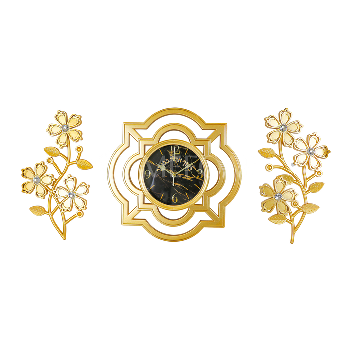 Noy Sukkah,  Wall Clock with 2 Flowers Set - Sukkah Decorations