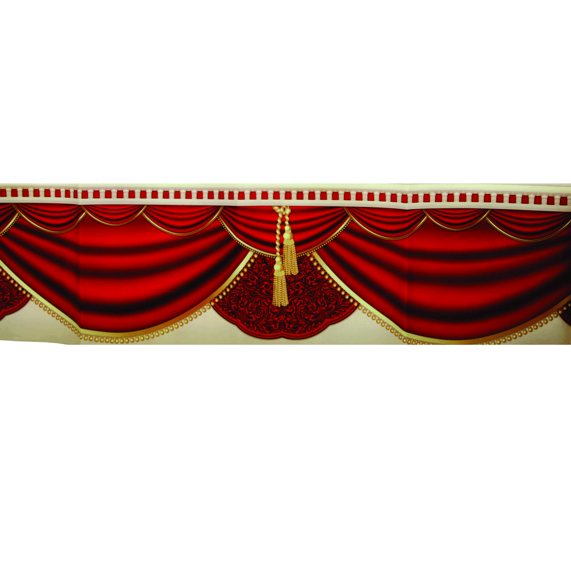 Noy Sukkah, Designed Fabric for Sukkah Walls, Burgundy with Gold Curtains - Judaica Posters & Murals