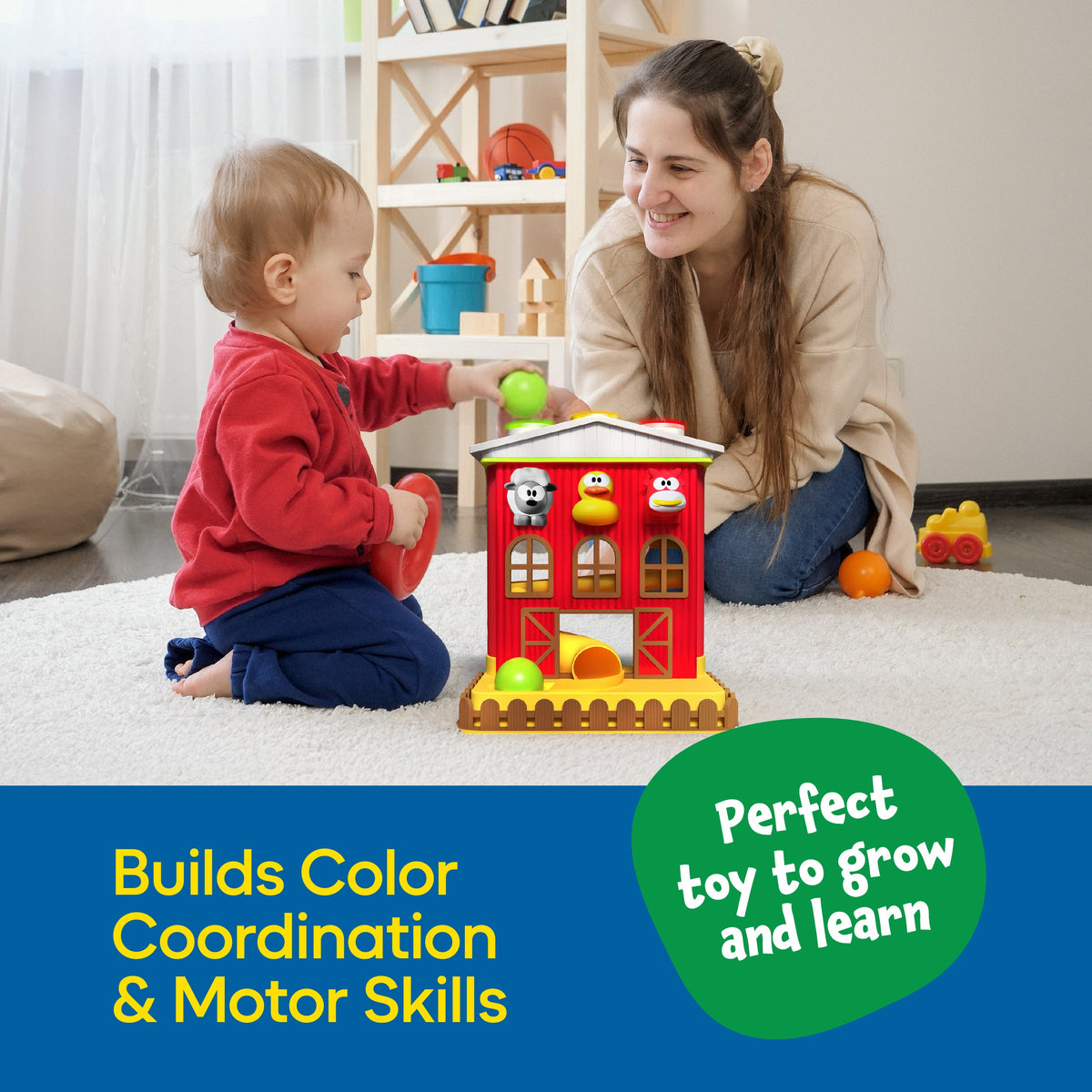 StarkToy Farm 'n Play Pound-A-Ball Barn House - Learning Toy — toddler, view 2 | Judaica Square Lakewood