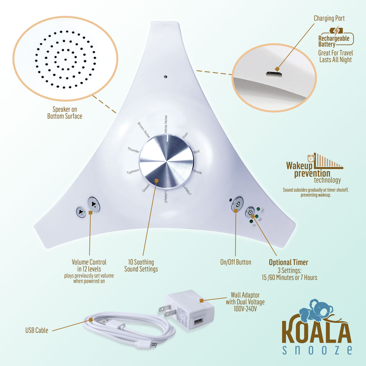 Koala Snooze Soothing Sound Machine - Baby White Noise & Lullabies — product view, view 2 | Judaica Square Lakewood