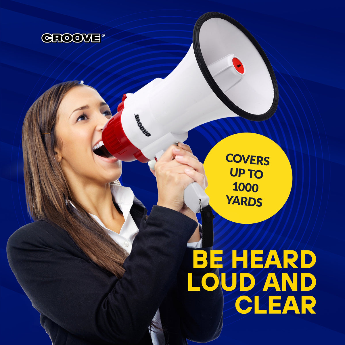Croove Rechargeable Megaphone Bullhorn - 1000 Yard Range with Siren — long-range, view 5 | Judaica Square Lakewood