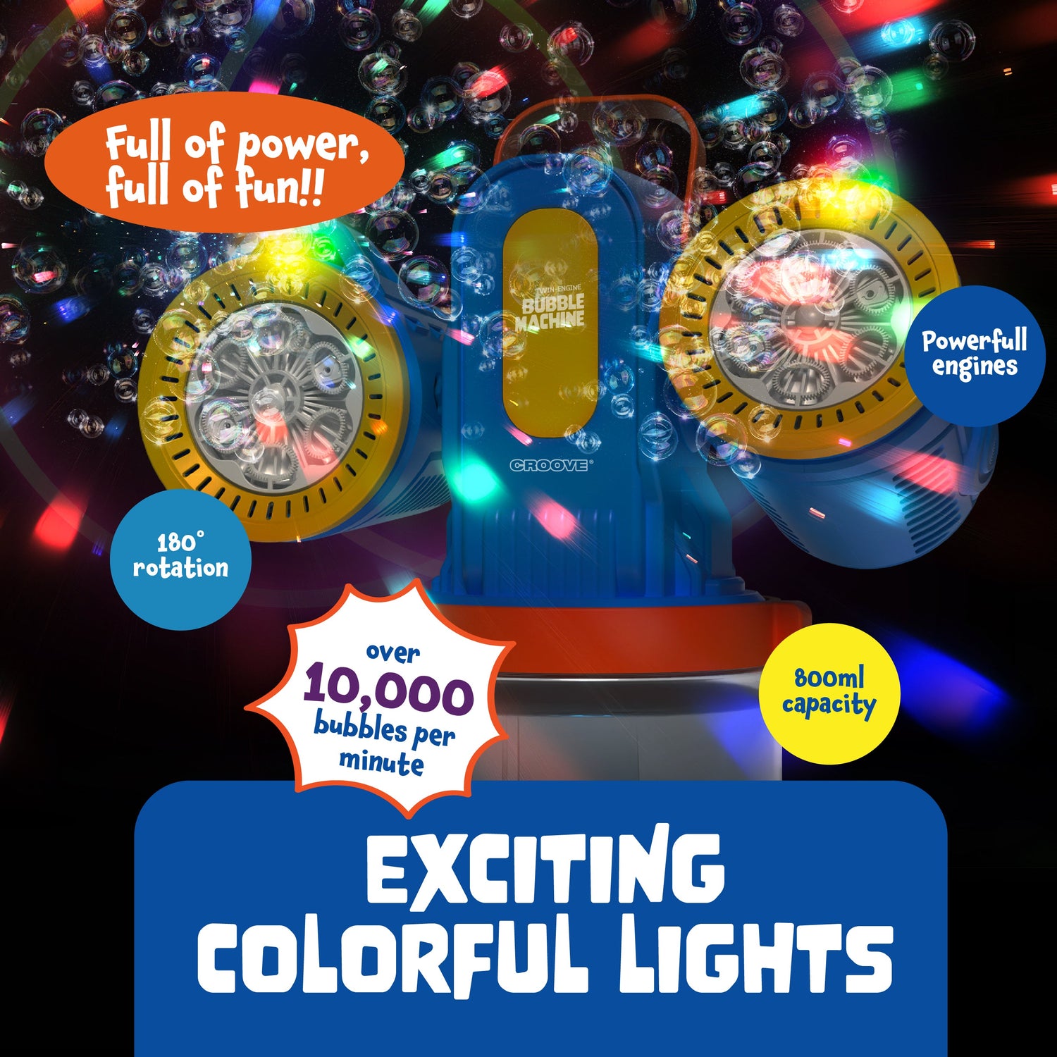 Croove Twin-Engine Bubble Machine - 10,000+ Bubbles Per Minute — party, view 7 | Judaica Square Lakewood