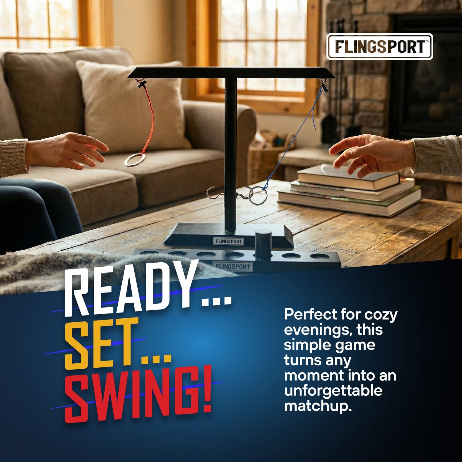 FlingSport Hook & Ring Toss Game - Table Top Edition — product view, view 8 | Judaica Square Lakewood