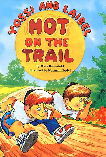Yossi and Label – Hot On The Trail front cover — Jewish children's picture book by Dina Rosenfeld, ages 3–6