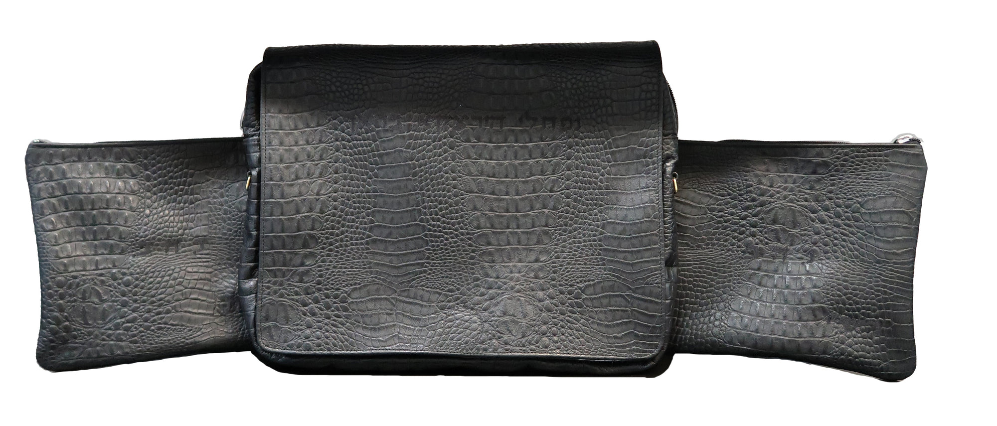Prestige Croc Tallit & Tefillin Bag — Travel & Compact Design, Exclusive Collection (1035F-BK)
