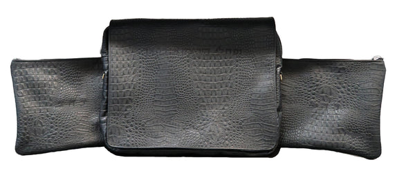 Prestige Croc Tallit & Tefillin Bag — Travel & Compact Design, Exclusive Collection (1035F-BK)