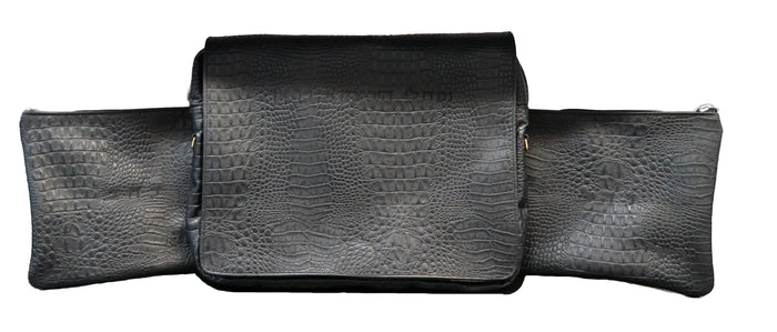 Prestige Croc Tallit & Tefillin Bag — Travel & Compact Design, Exclusive Collection (1035F-BK)