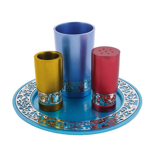 Emanuel Anodized Havdallah Set with Metal Cutout