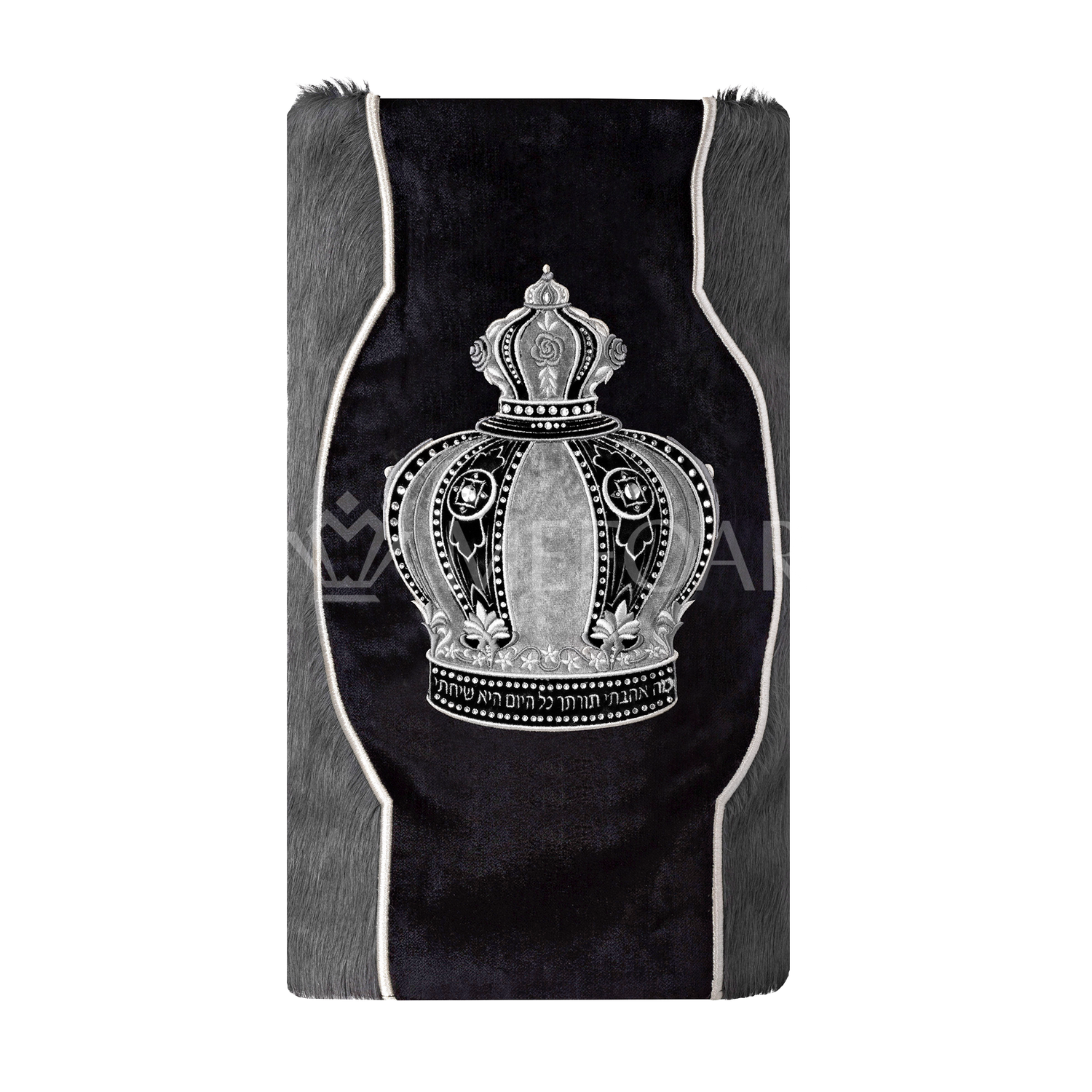 Fur and Velvet Torah Mantle -style 821-Black - Image 2
