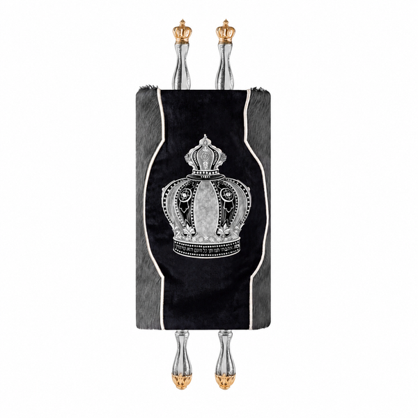 Fur and Velvet Torah Mantle -style 821-Black - Torah Covers & Mantles
