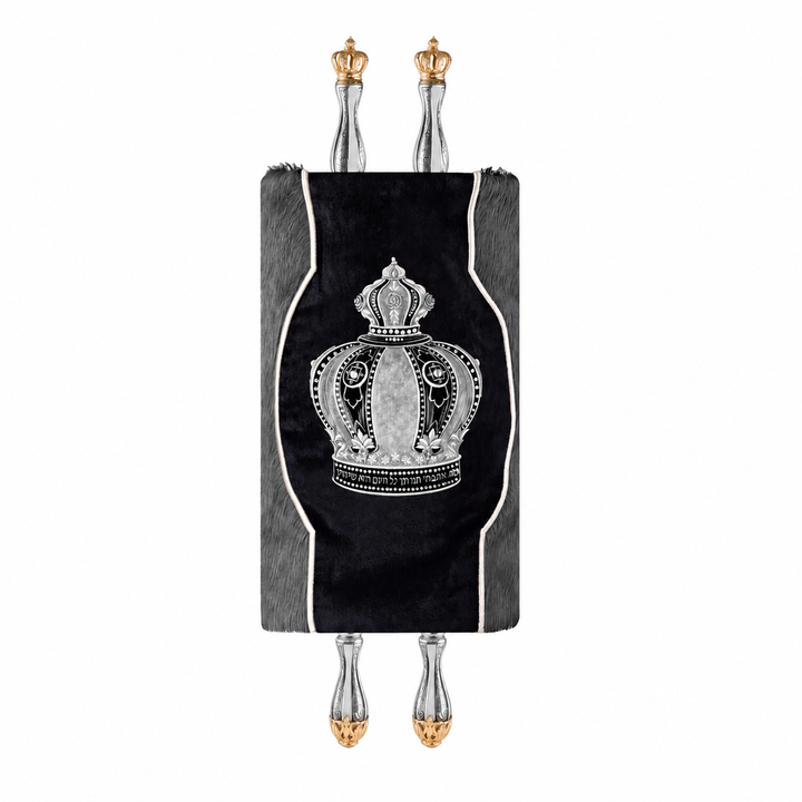 Fur and Velvet Torah Mantle - style #821 - Black