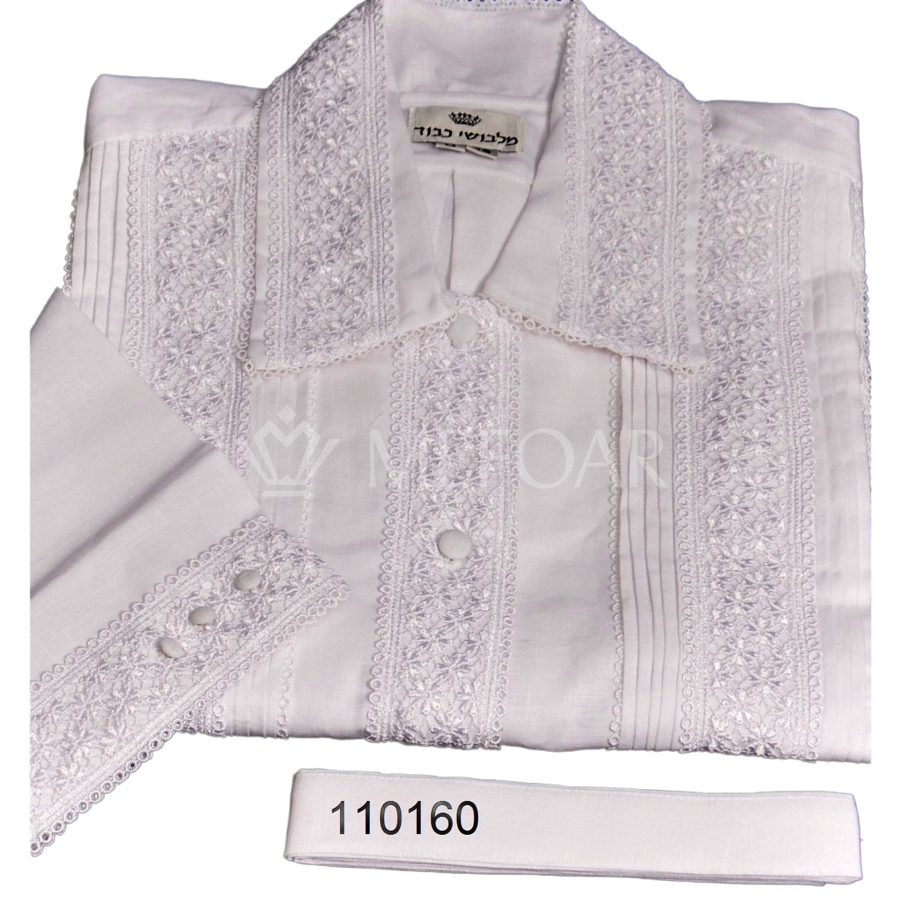 Kittel - Wide Lace 100% - Judaica Decor view 2 | Judaica Square Lakewood