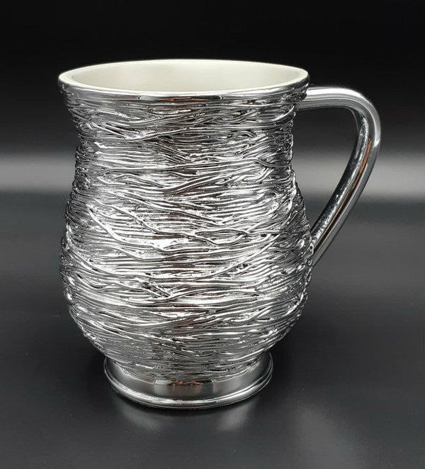 Metallic Coated Acrylic Washing Cup-- Strands, Silver (WC-AVI1101S)
