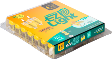 EZ Light Liquid 1.5 Hour Menorah Oil Cups — clear pre-filled cups with upright wicks | Judaica Square Lakewood