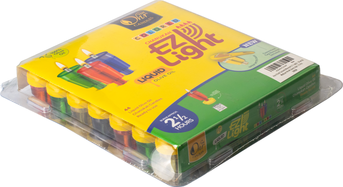 EZ Light Liquid Colored Cups — assorted tinted pre-filled menorah oil cups | Judaica Square Lakewood