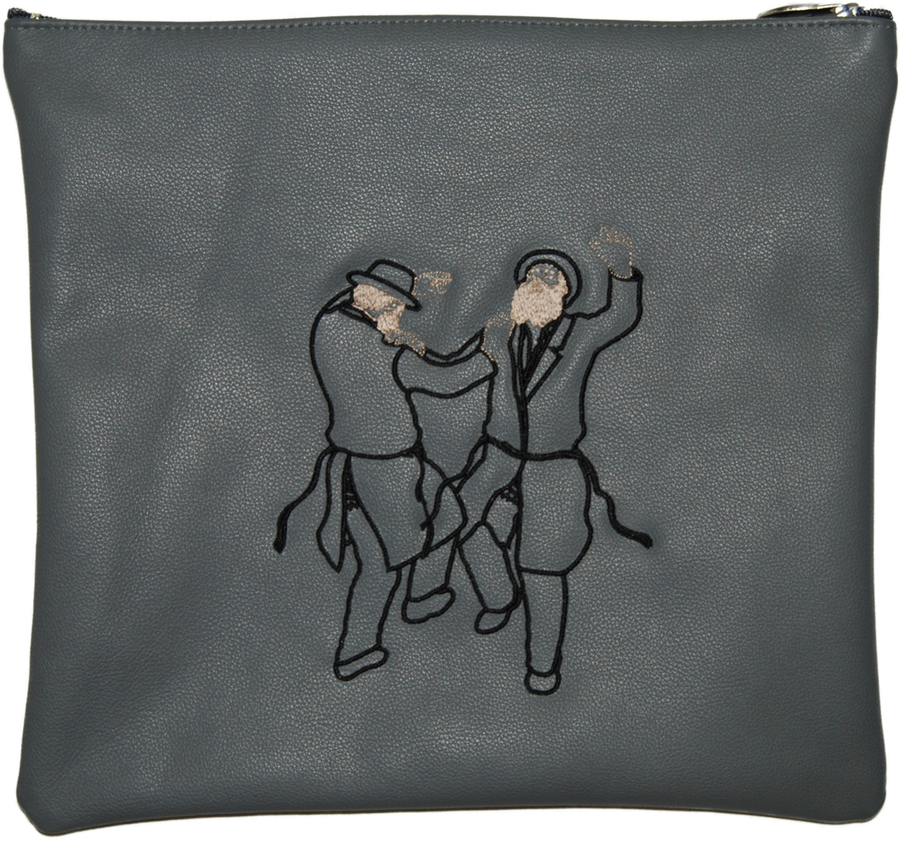 Personalization preview — Classic Leather Tallit & Tefillin Bag — Light Grey