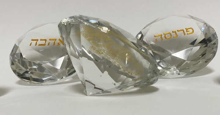 Set of 7 Crystal Diamond Shaped Napkin Weights-- Blessings