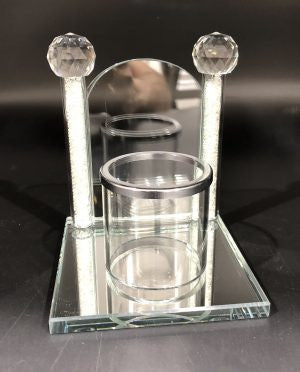 Crystal Memorial Candle Holder Mirror 6"