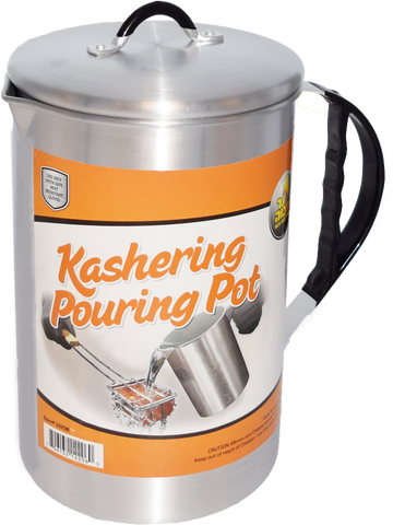 Kashering Pouring Pot — tall covered metal pouring pot | Judaica Square Lakewood