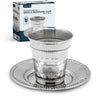 Mini Kiddush Cup & Tray — small 3 oz stainless steel cup | Judaica Square Lakewood