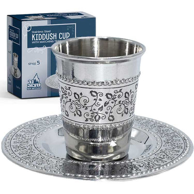 Stainless Steel Kiddush Cup & Tray