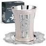 Marble & Silver-Plated Kiddush Cup and Tray NM12484 — silver cup on white marble | Judaica Square Lakewood