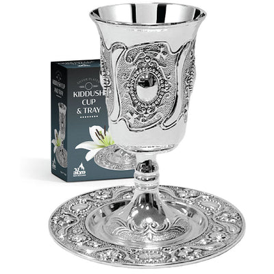 Silver Plated Kiddush Cup and Tray