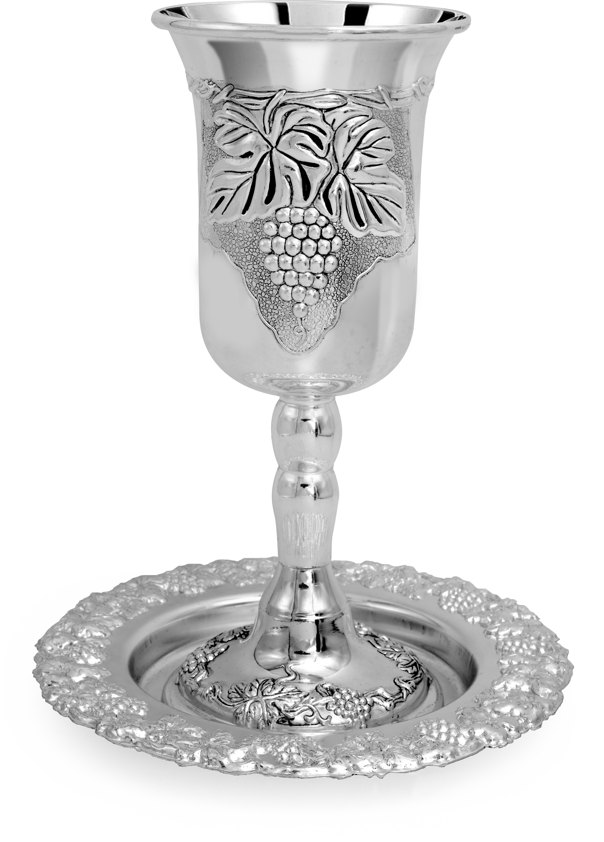 Silver Plated 9" Tall Eliyahu Cup & Tray — Judaica Square