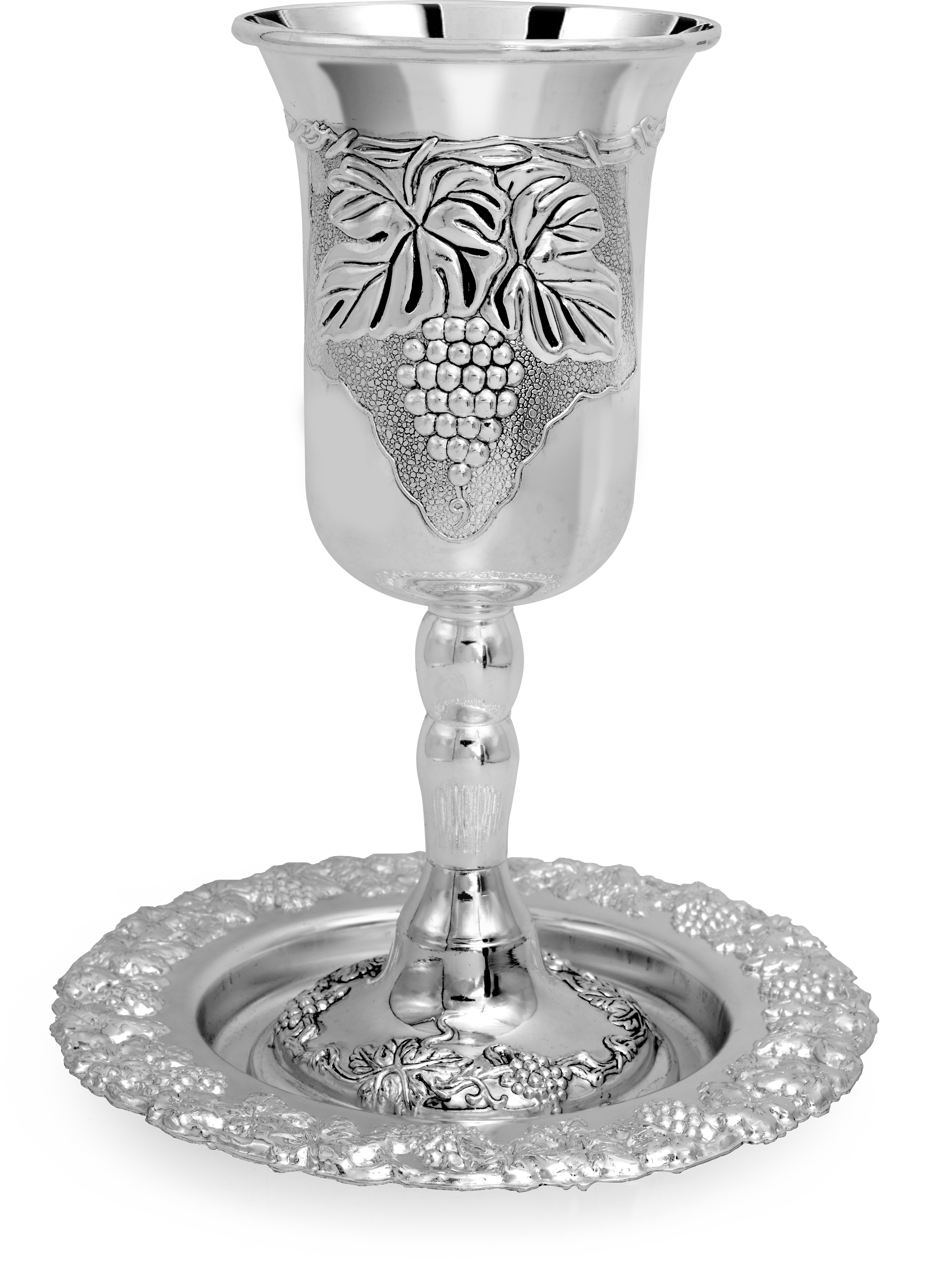 Silver Plated 9" Tall Eliyahu Cup & Tray — Judaica Square