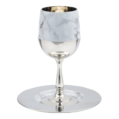 Marble & Nickel Plated Kiddush Cup & Tray — Judaica Square