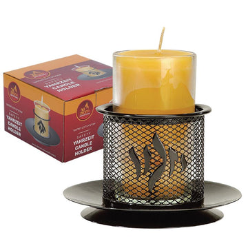 Safety Yahrzeit Candle Holder — metal holder with extra-wide stable base | Judaica Square Lakewood