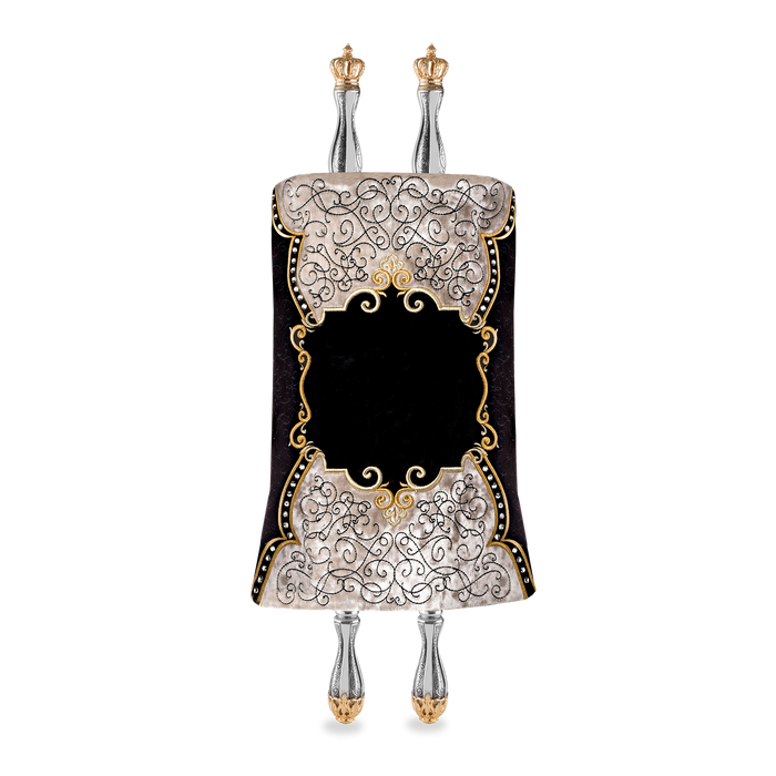 Velvet Torah Mantle -style 369-Black - Torah Covers & Mantles