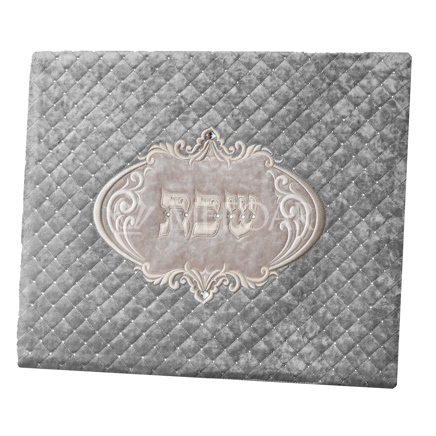 Challah Cover 1317  LUXVELLE QUILTED  Silver Quilted Velvet - Challah Covers