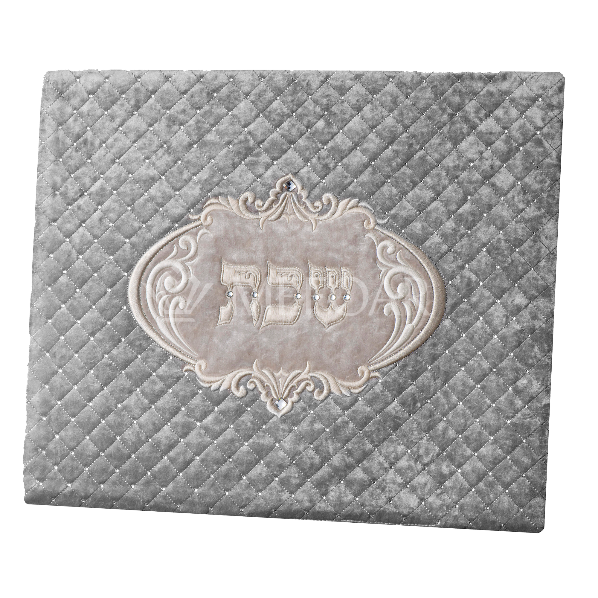 Challah Cover 1317  LUXVELLE QUILTED  Silver Quilted Velvet - Challah Covers
