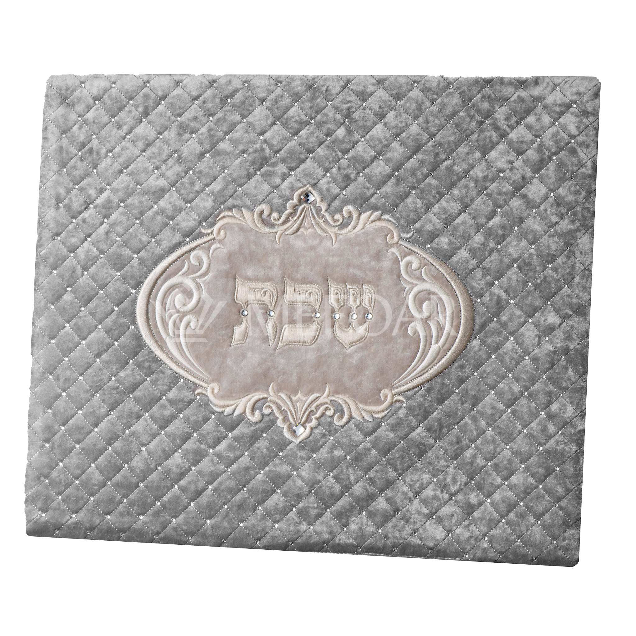 Challah Cover 1317  LUXVELLE QUILTED  Silver Quilted Velvet - Challah Covers