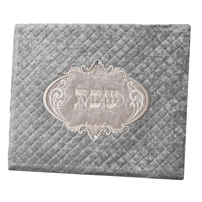 Challah Cover 1317  LUXVELLE QUILTED  Silver Quilted Velvet - Challah Covers