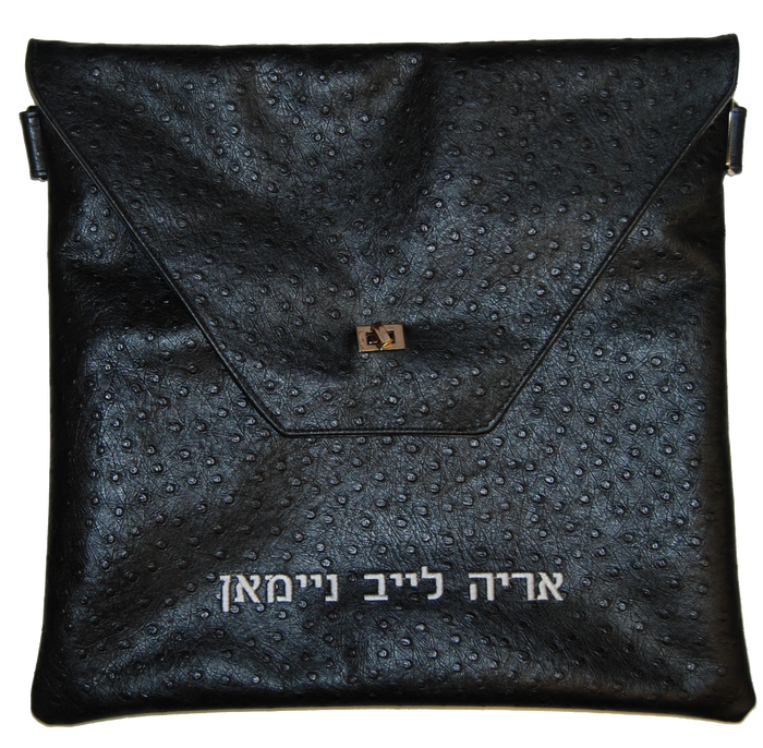 Prestige Ostrich Tallit & Tefillin Bag — Ostrich Design, Regal Collection (135-BK3)