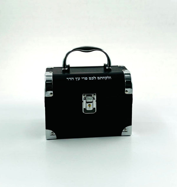 Aluminum Esrog Box Black Chest 7"x5" (ES-13889)