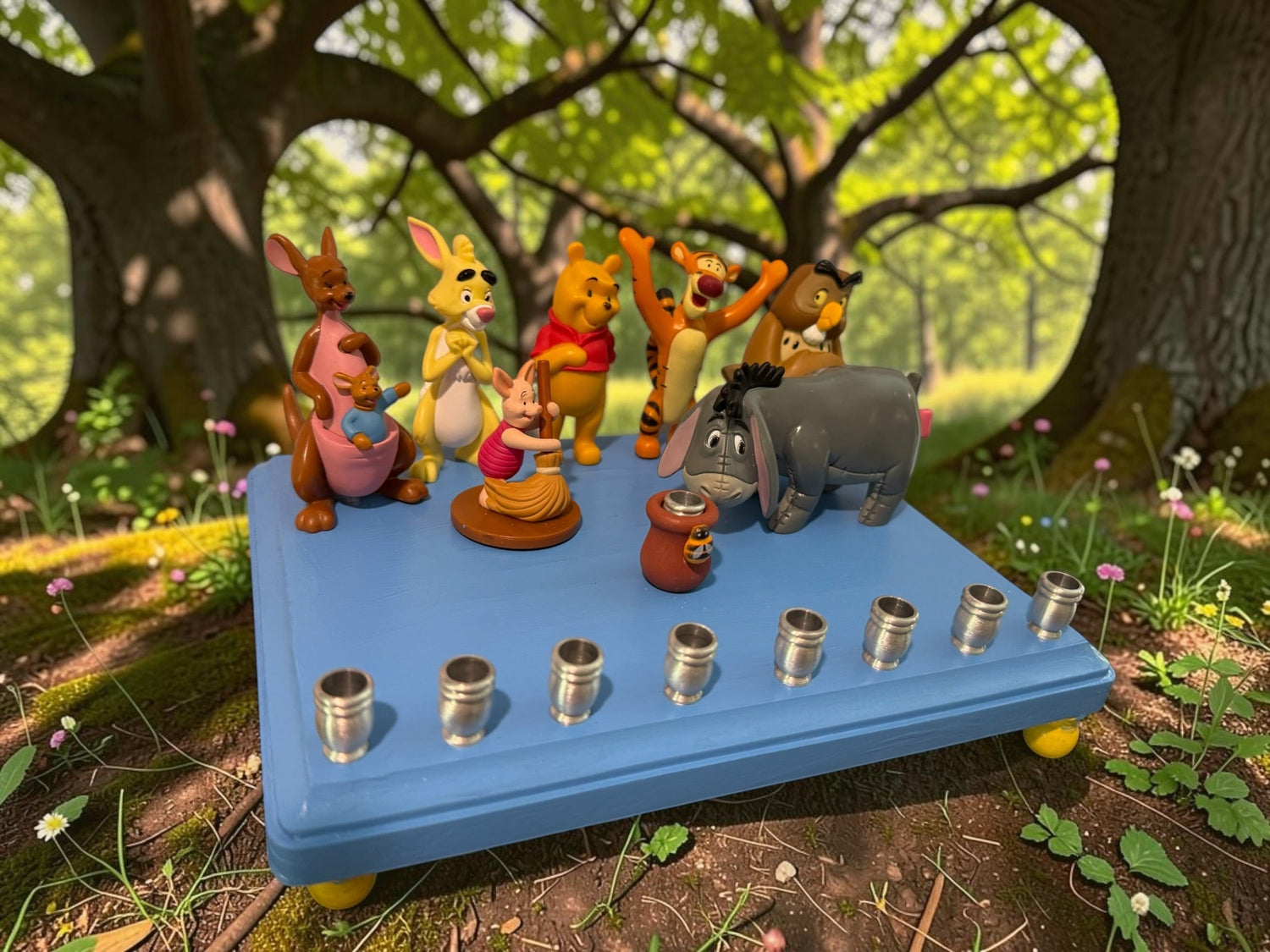 Classic Winnie the Pooh Menorah — Pooh and Tigger figures with honey pot shamash | Judaica Square Lakewood (view 16)