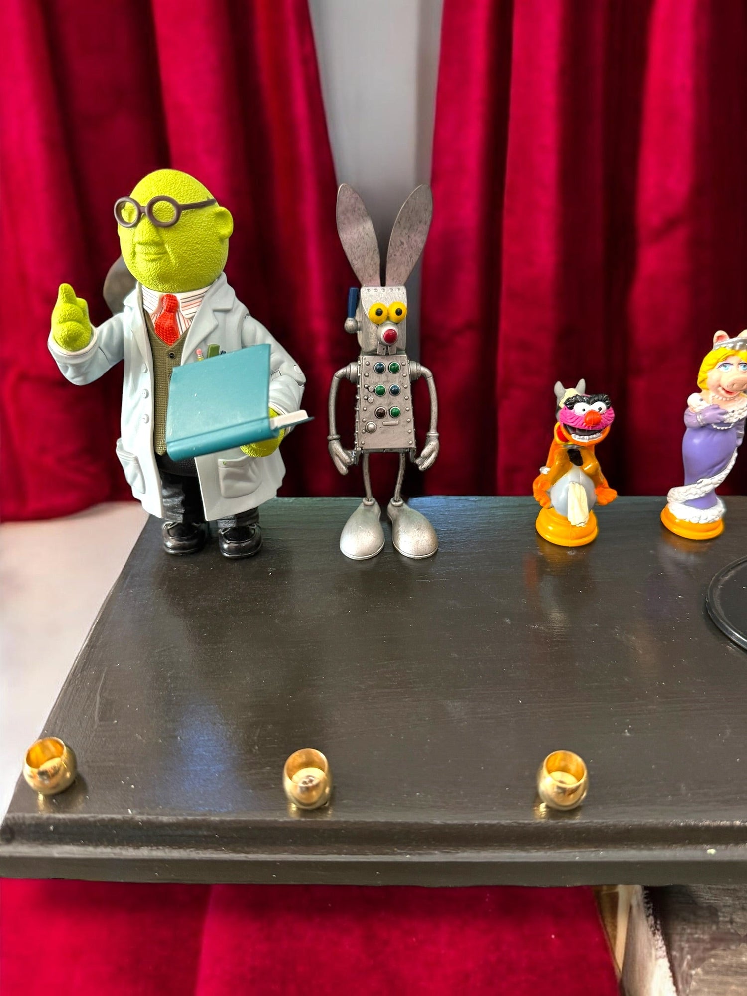 Muppets cast menorah — nine repurposed Muppets figures along a long plaque with brass cups | Judaica Square Lakewoo (view 31)