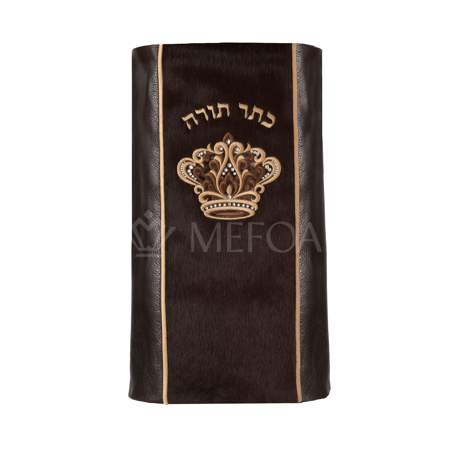 Leather Torah Mantle - Style 347- Brown - Image 2