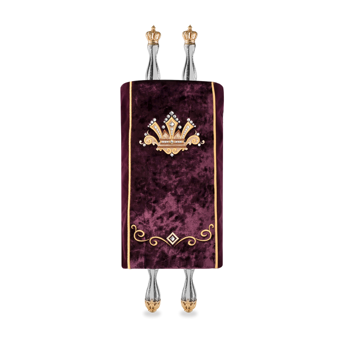 Velvet Torah Mantle -style 345-Burgundy - Torah Covers & Mantles