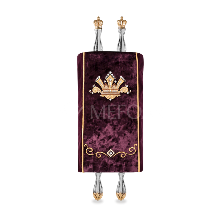 Velvet Torah Mantle - style #345 - Burgundy