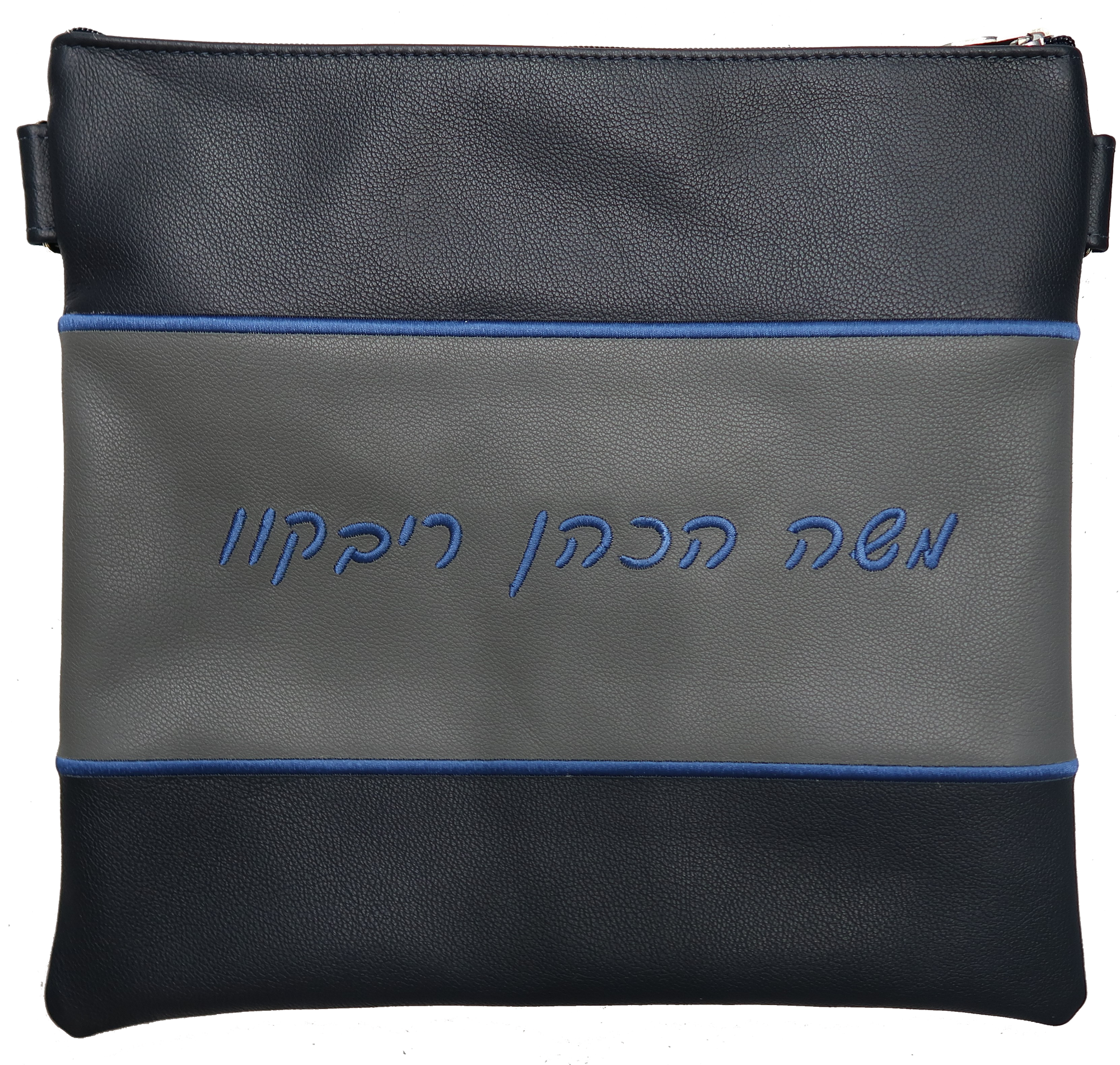 Prestige Leather Tallit & Tefillin Bag — Crown Design, Prestige Collection (165D-NV)