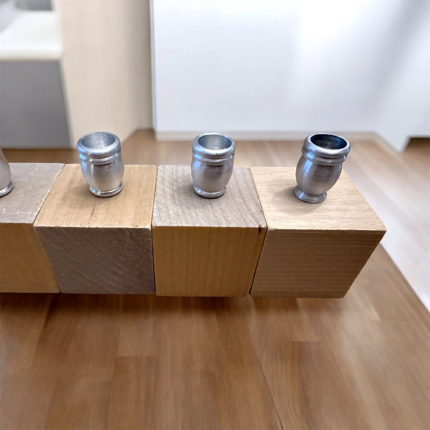 Block menorah kit — birch cubes, wooden dreidel, acrylic paints and aluminum candle cups | Judaica Square Lakewood (view 7)