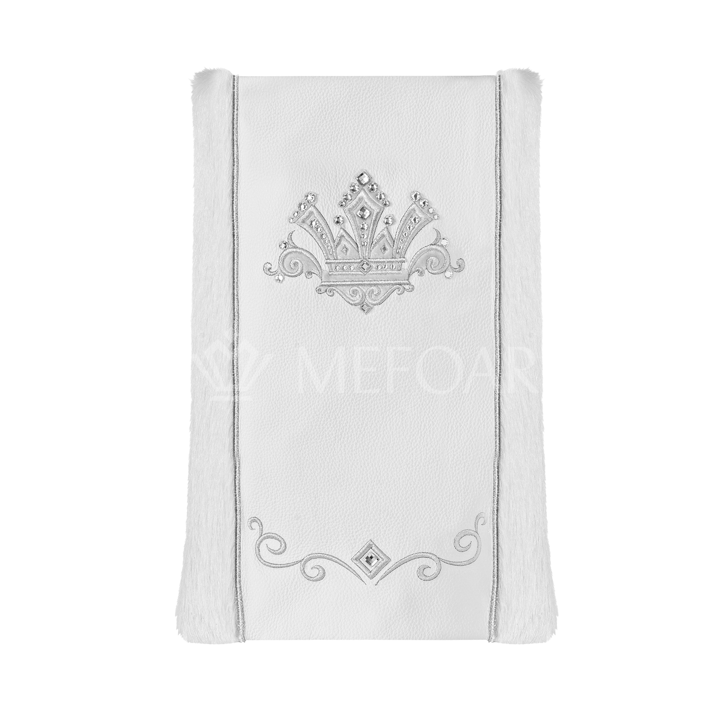 Leather and Fur Torah Mantle -style 345-White - Image 2