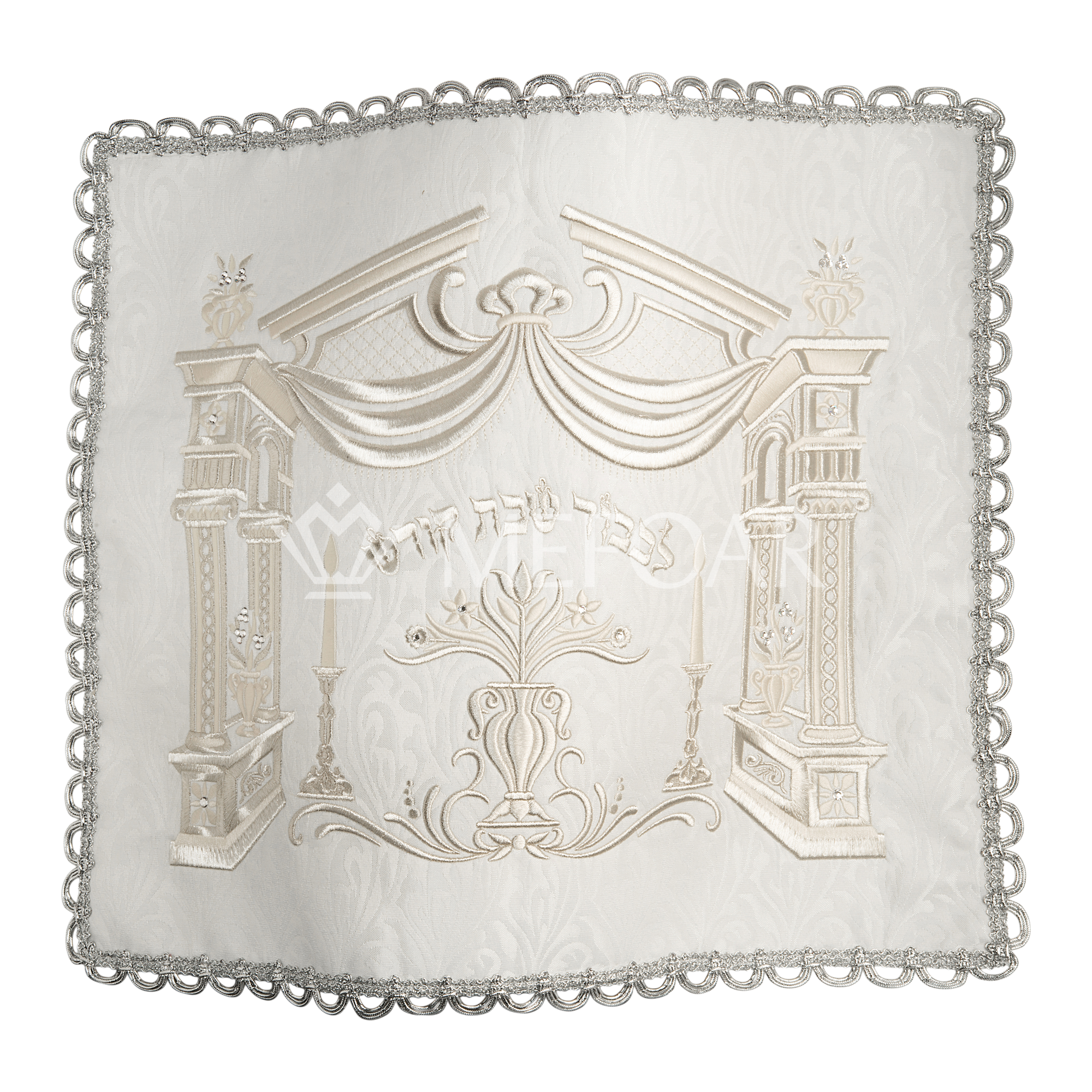 Challah Cover Brocade #176 "Legacy Collection" Silver Emb. - Challah Covers